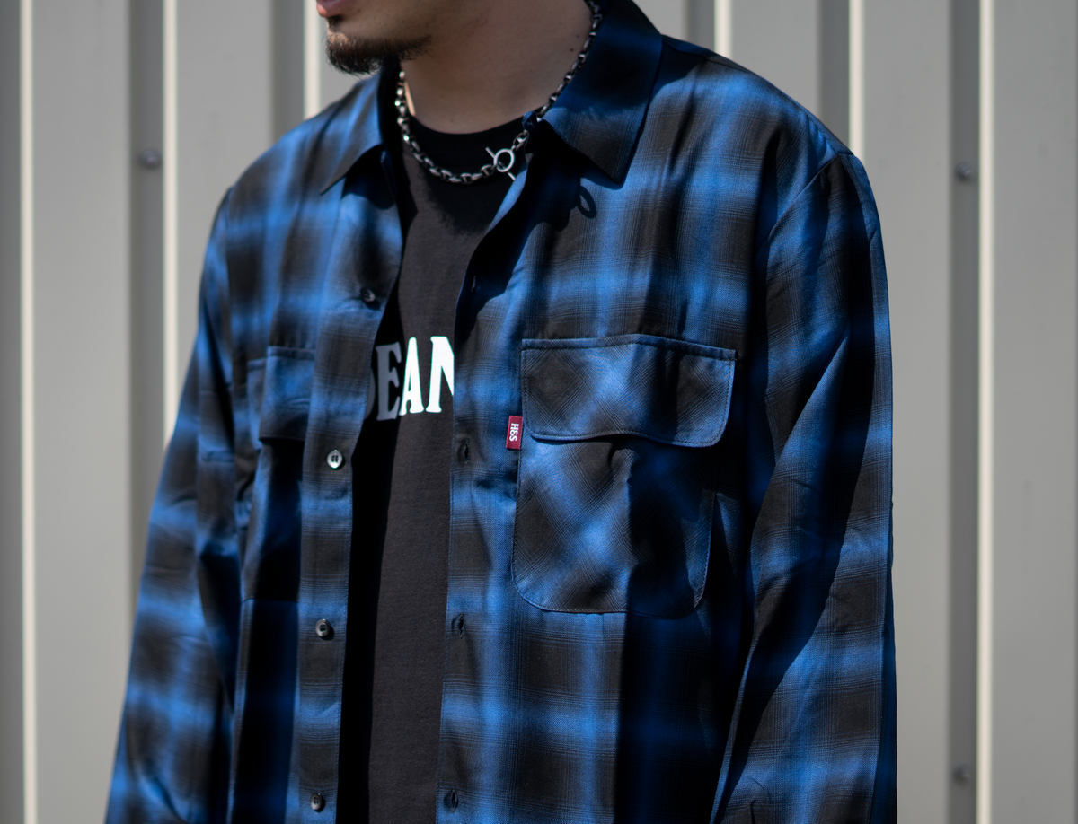 Hide and Seek Ombre Check L/S Shirt(23ss)(Blue) – BASE L.H.P