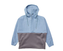Load image into Gallery viewer, D / Hill Grey "Ocean" Half Zip Denim / Neoprene Hoodie