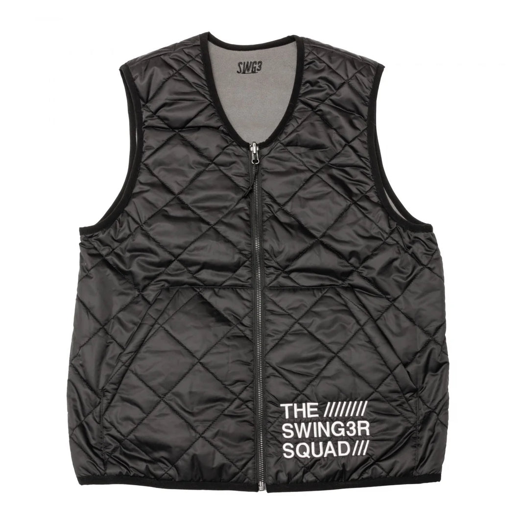 THE SWINGGGR QUILT REVERSIBLE VEST (BLACK&GRAY)