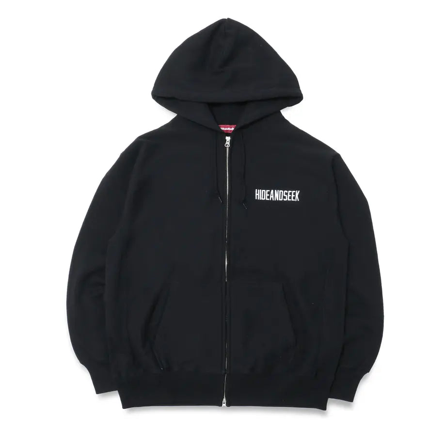 Hide and Seek College Zip Hooded Sweat Shirt 23aw (BLK×WHT)