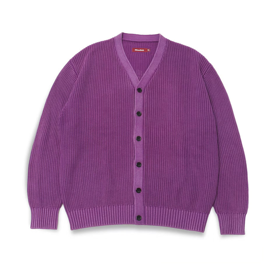Hide and Seek Garment Dye Rib Knit Cardigan (Purple)