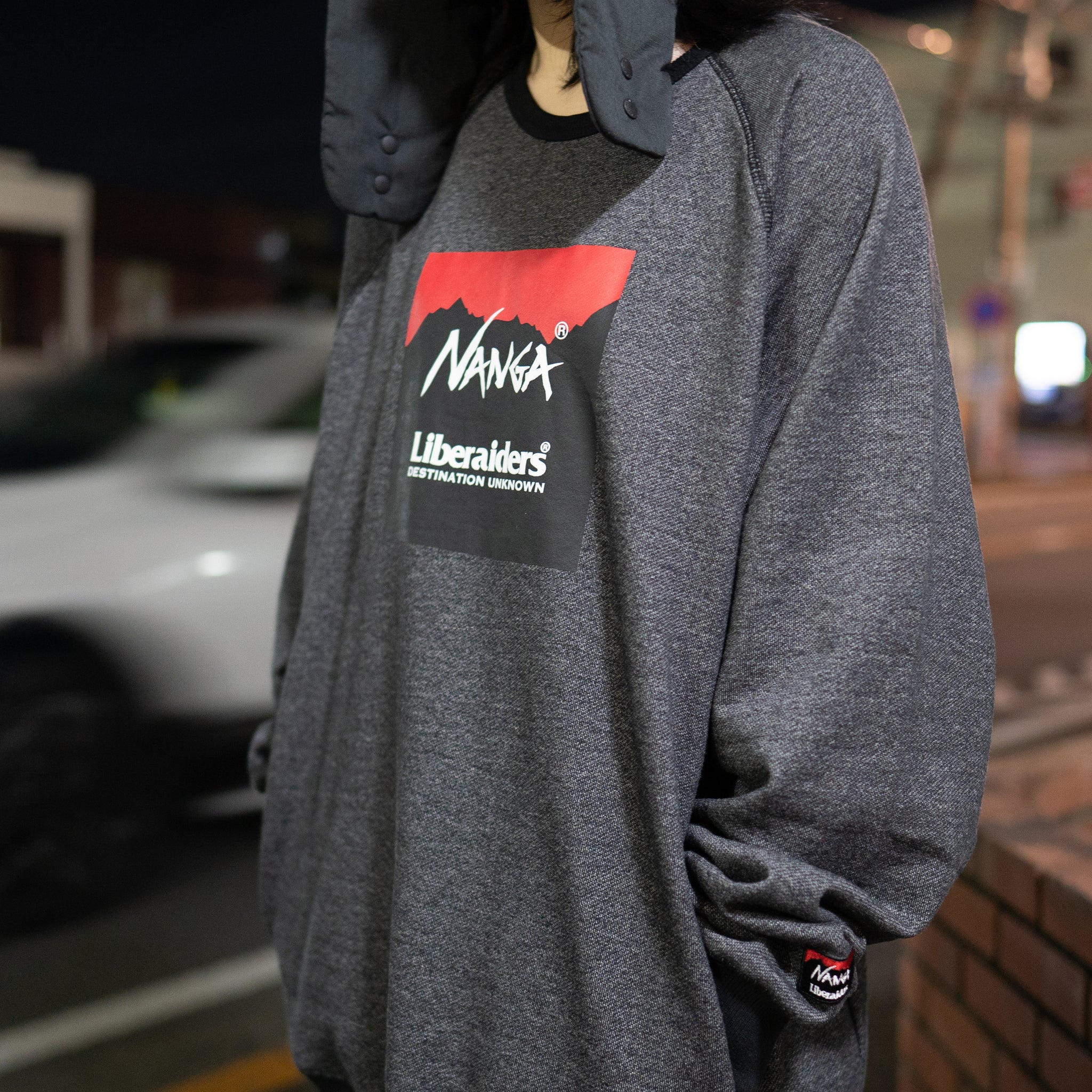 NANGA x LIBERAIDERS ECO HYBRID SWEAT SHIRT (BLACK) – BASE L.H.P