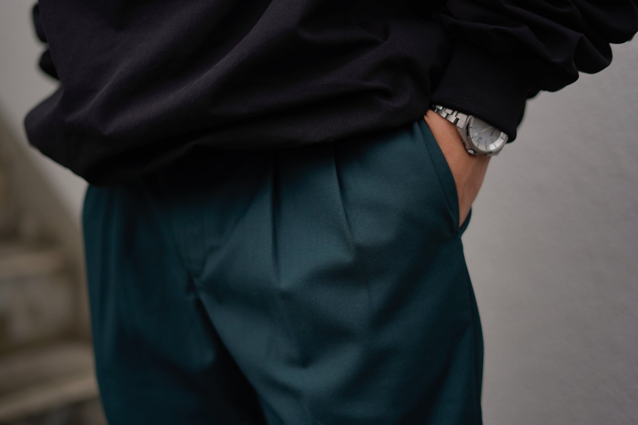 Hide and Seek Pleated Trouser 23AW (Green) – BASE L.H.P