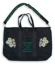 将图片加载到图库查看器，SON OF THE CHEESE Flower Cross Stitch Bag(BLACK)
