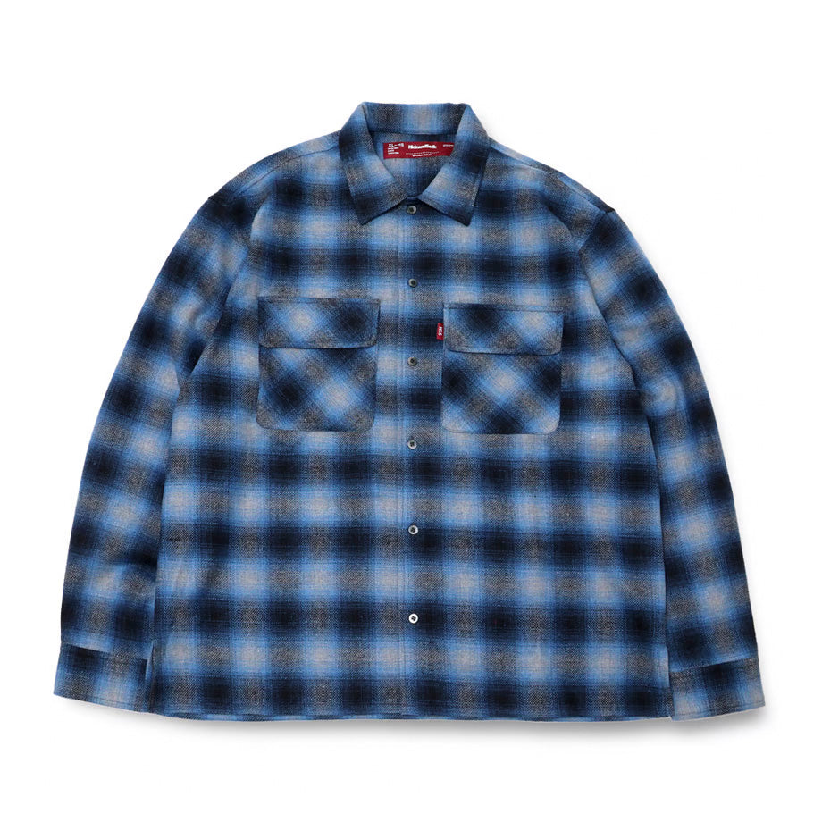 Hide and Seek Wool Ombre Check L/S Shirt(24aw)(Blue)