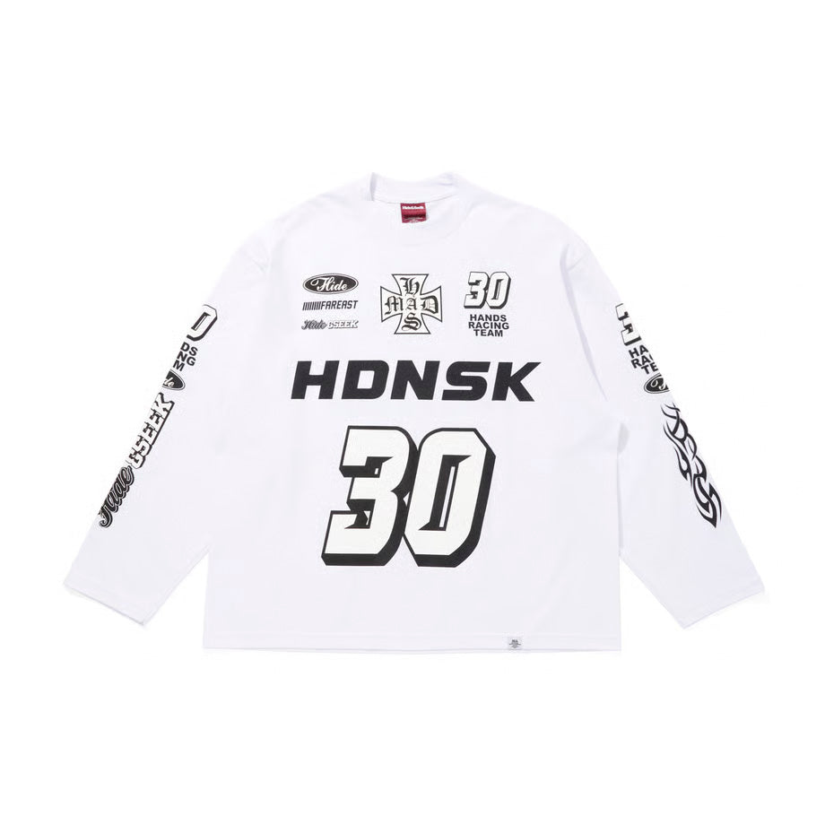 HideandSeek Racing L/S Tee(Loose Fit)(WHT)