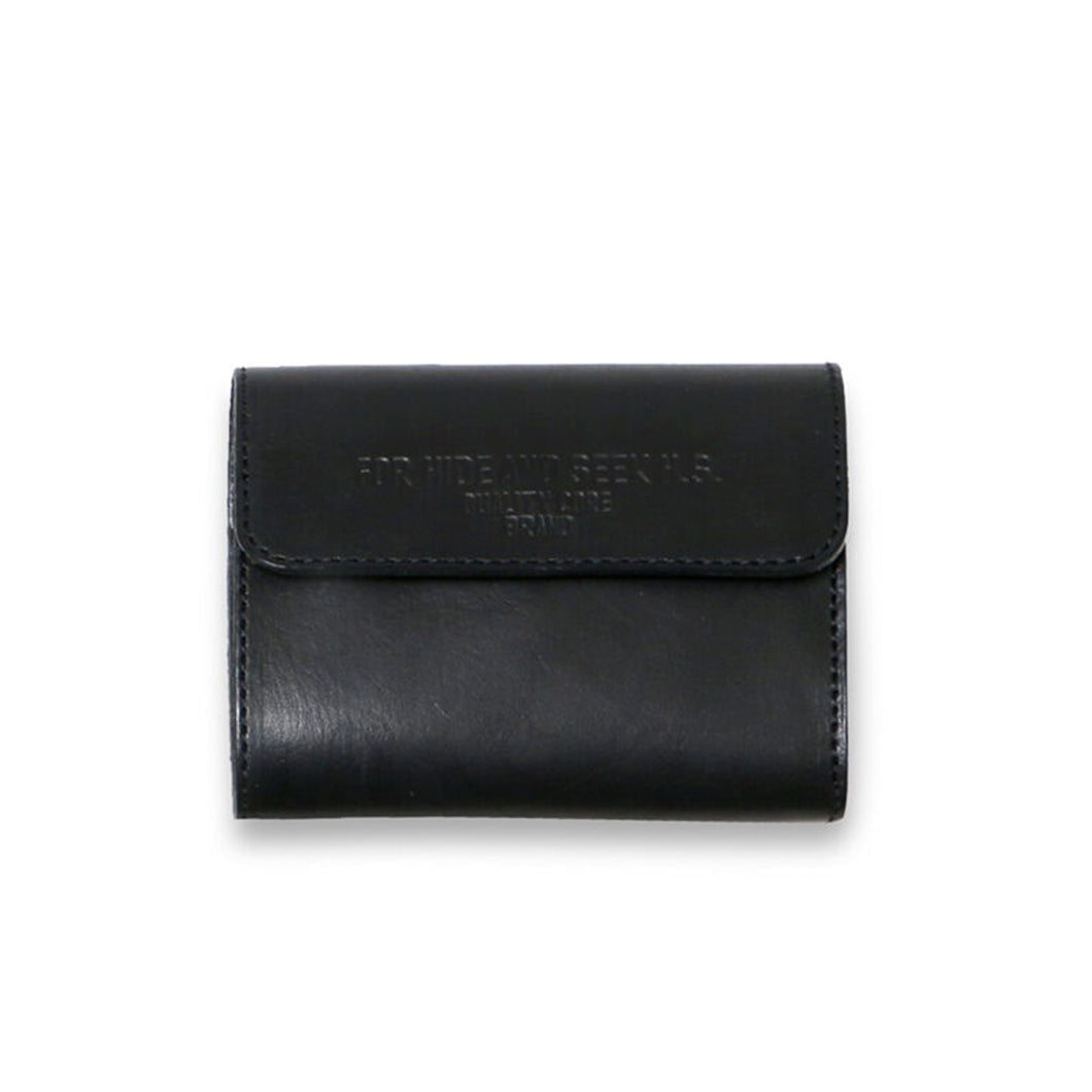 Hide and Seek Leather Folded Wallet(Black)