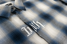 Load image into Gallery viewer, D / Hill Blue &amp; White &quot;Hills Lover Ambigram&quot; Shadowcheck Shirt
